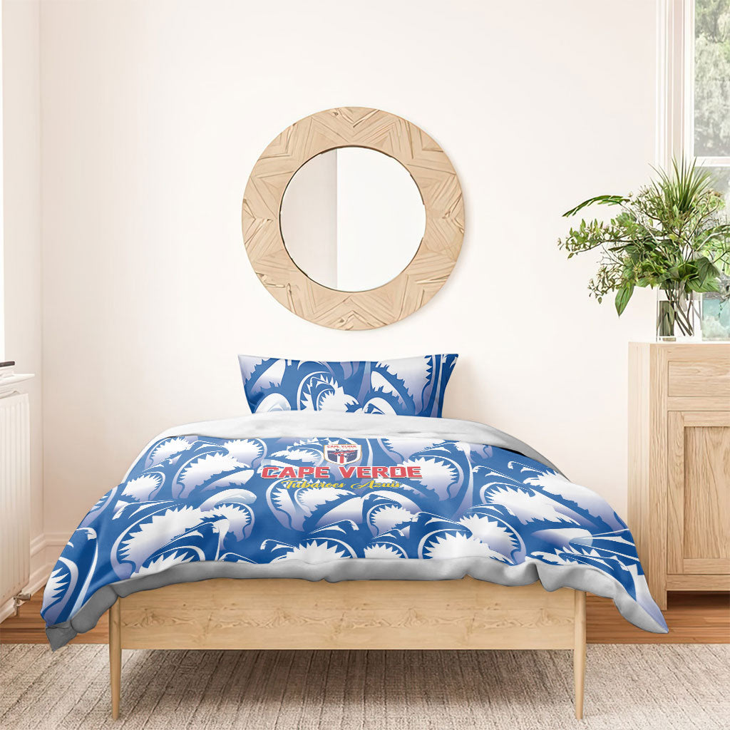 Football Cape Verde Blue Sharks Bedding Set Rise Again Island