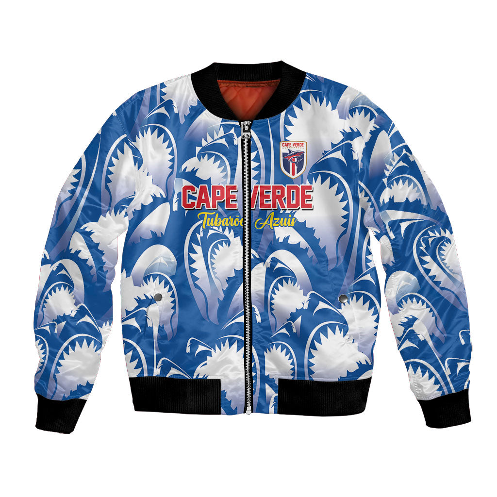 Custom Football Cape Verde Blue Sharks Bomber Jacket Rise Again Island