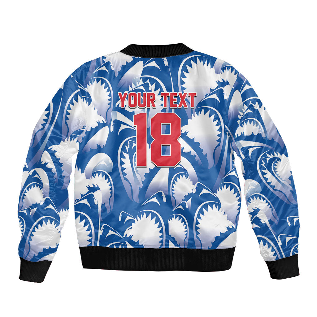 Custom Football Cape Verde Blue Sharks Bomber Jacket Rise Again Island