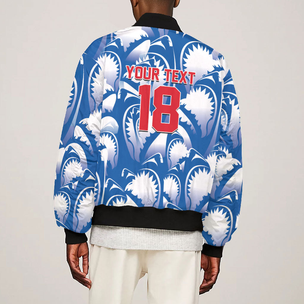 Custom Football Cape Verde Blue Sharks Bomber Jacket Rise Again Island