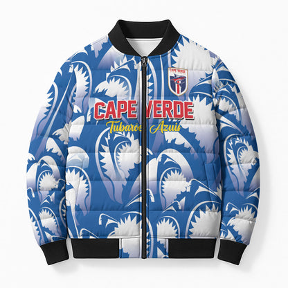 Custom Football Cape Verde Blue Sharks Bomber Puffer Jacket Rise Again Island