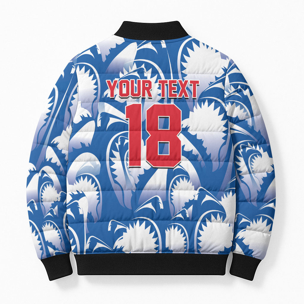Custom Football Cape Verde Blue Sharks Bomber Puffer Jacket Rise Again Island