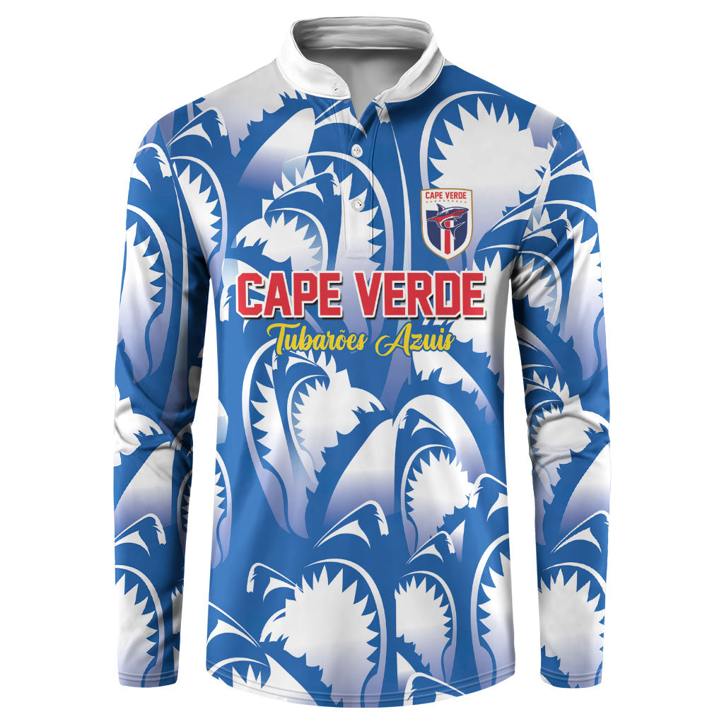 Custom Football Cape Verde Blue Sharks Button Sweatshirt Rise Again Island