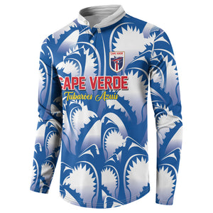 Custom Football Cape Verde Blue Sharks Button Sweatshirt Rise Again Island