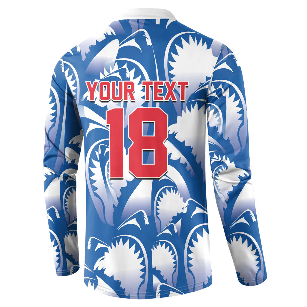 Custom Football Cape Verde Blue Sharks Button Sweatshirt Rise Again Island