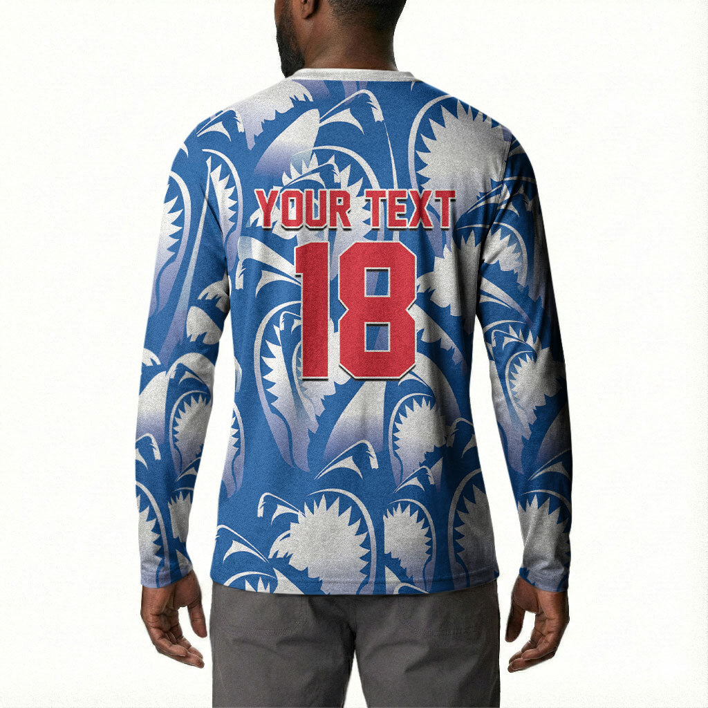 Custom Football Cape Verde Blue Sharks Button Sweatshirt Rise Again Island