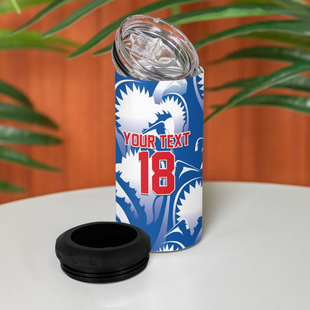 Custom Football Cape Verde Blue Sharks 4 in 1 Can Cooler Tumbler Rise Again Island