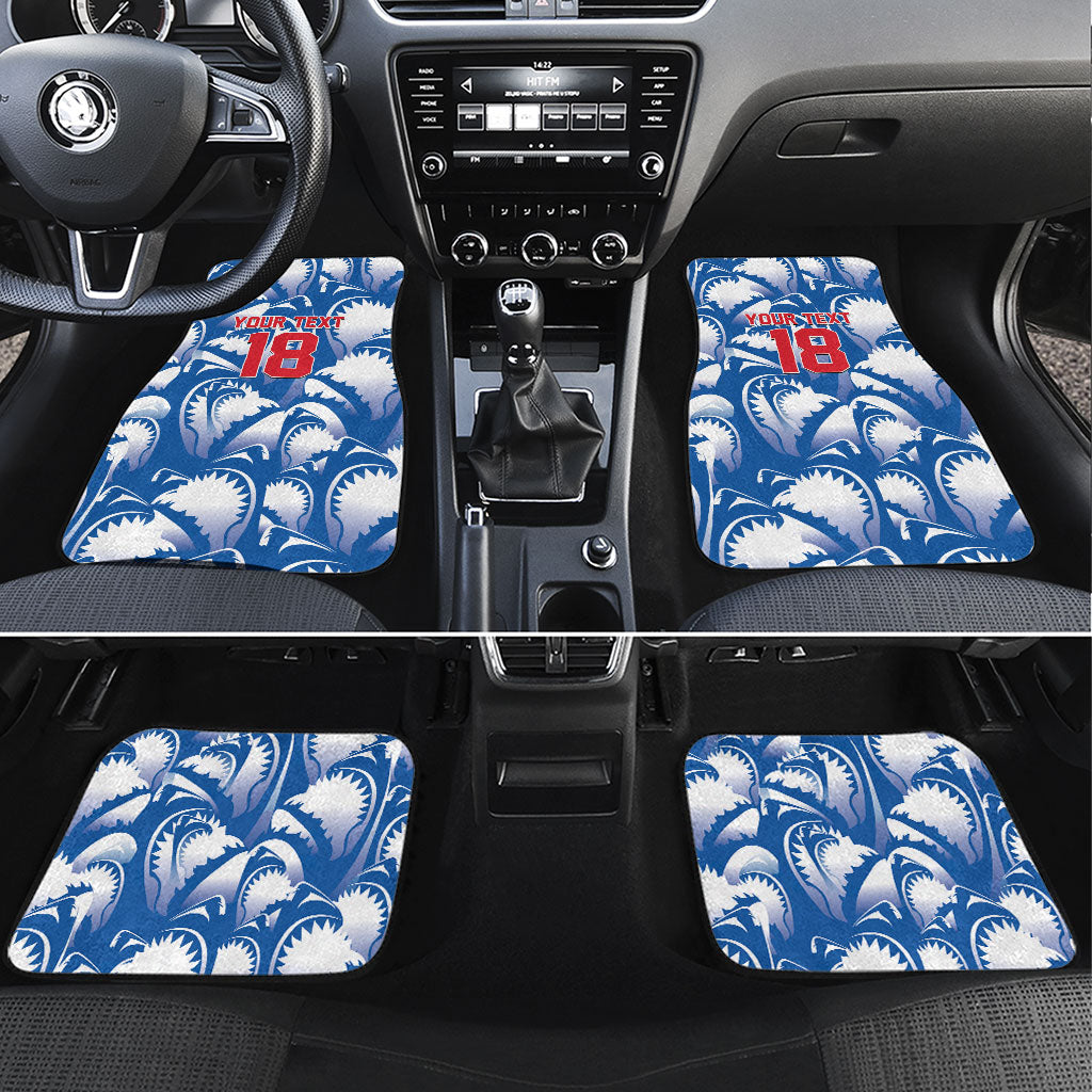 Custom Football Cape Verde Blue Sharks Car Mats Rise Again Island