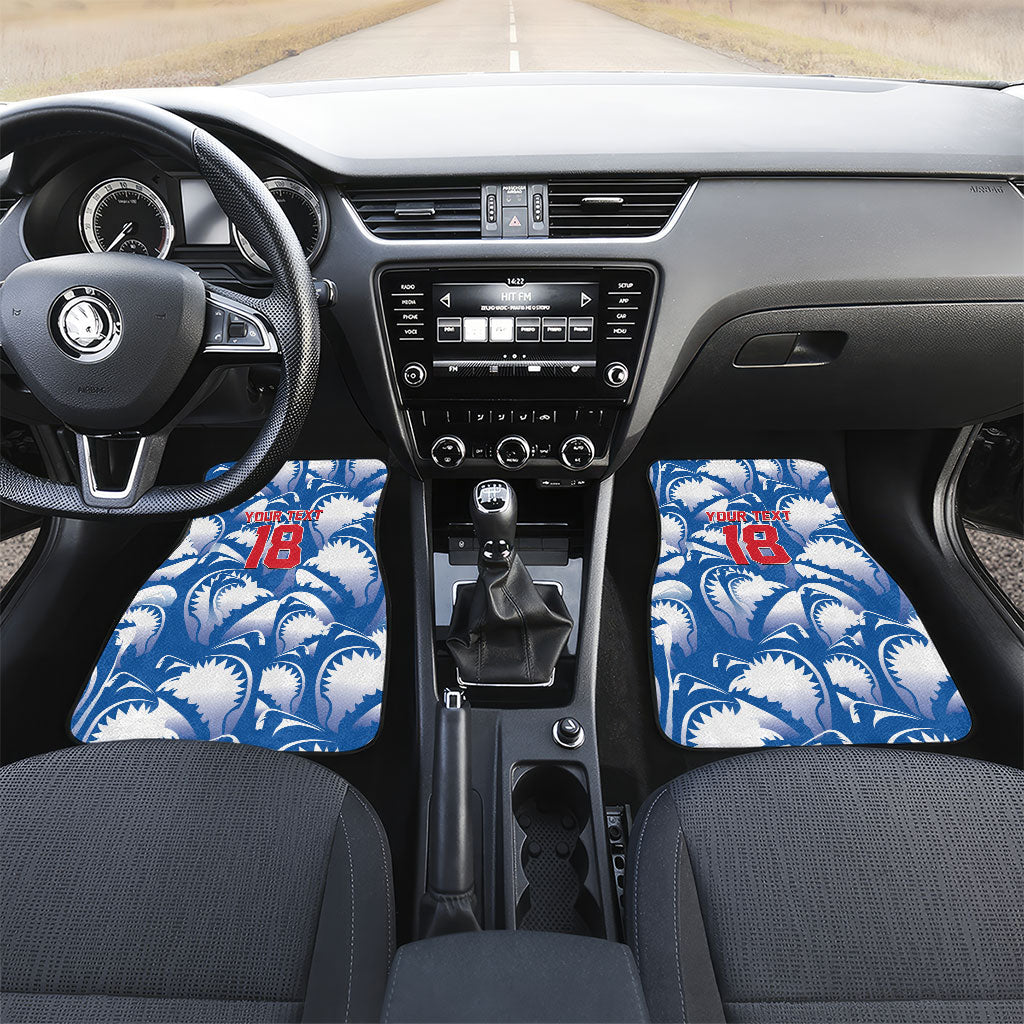 Custom Football Cape Verde Blue Sharks Car Mats Rise Again Island