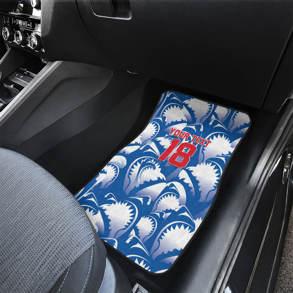 Custom Football Cape Verde Blue Sharks Car Mats Rise Again Island