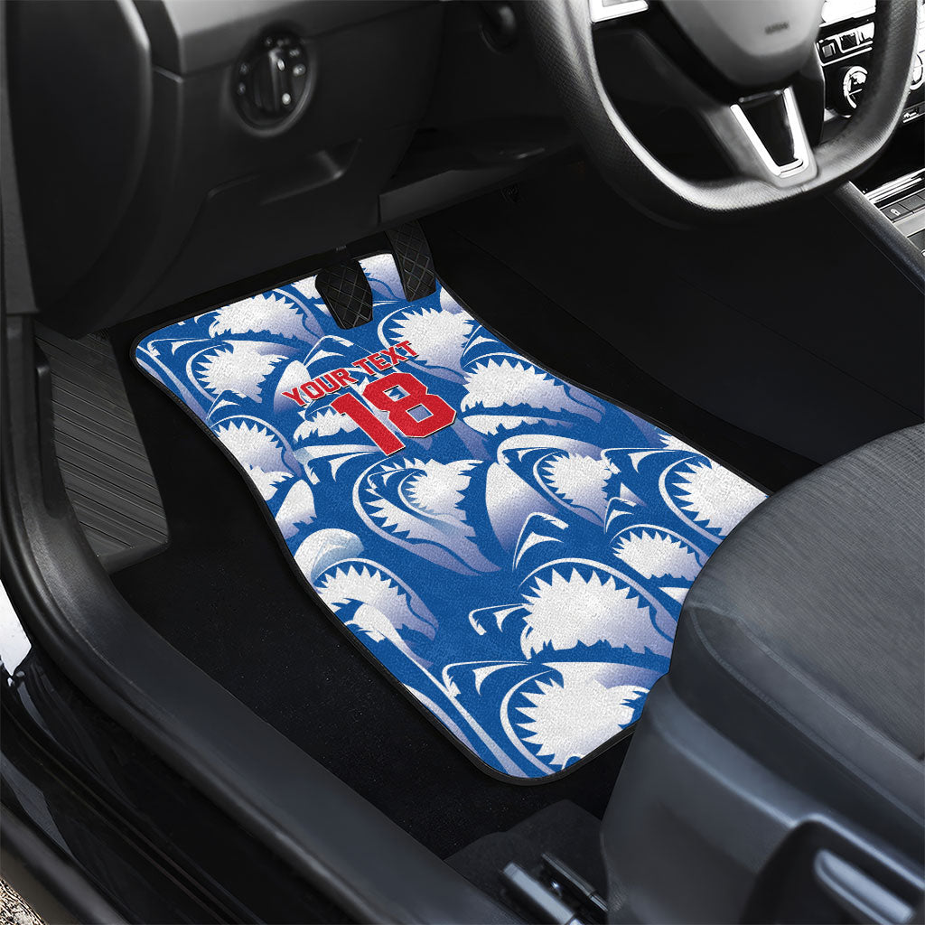 Custom Football Cape Verde Blue Sharks Car Mats Rise Again Island