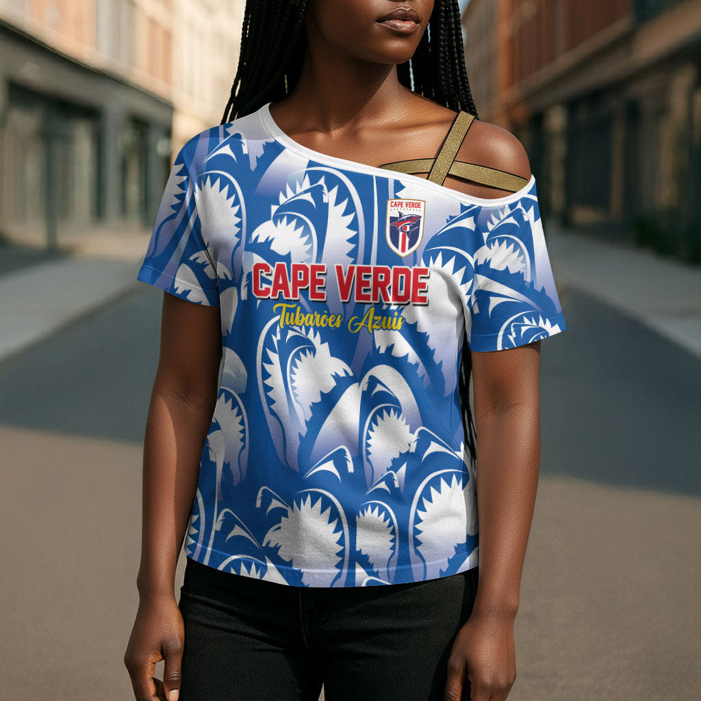 Custom Football Cape Verde Blue Sharks Cross Shoulder Shirt Rise Again Island