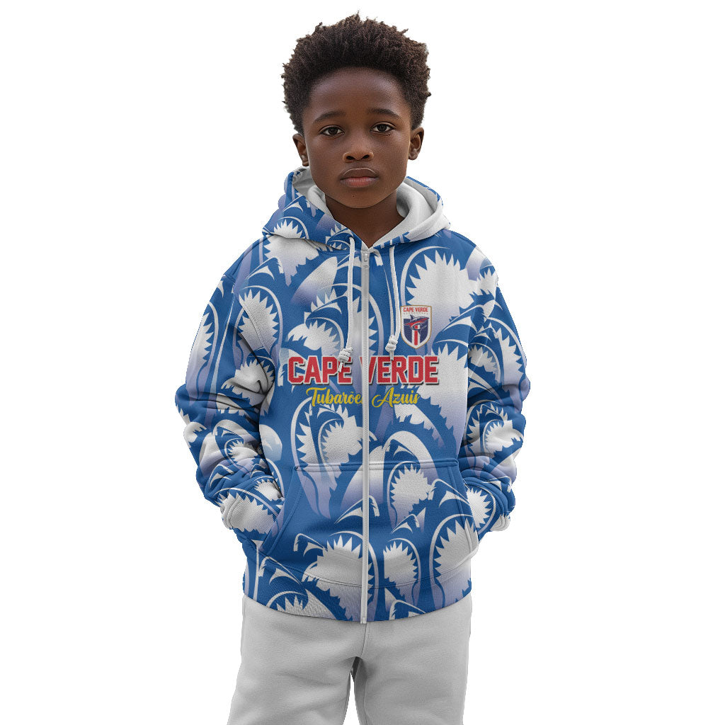 Custom Football Cape Verde Blue Sharks Kid Hoodie Rise Again Island