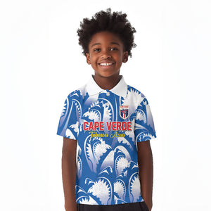 Custom Football Cape Verde Blue Sharks Kid Polo Shirt Rise Again Island