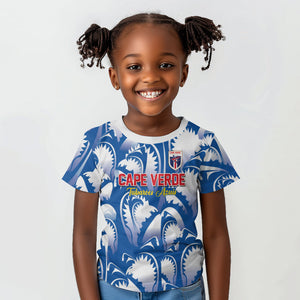 Custom Football Cape Verde Blue Sharks Kid T shirt Rise Again Island
