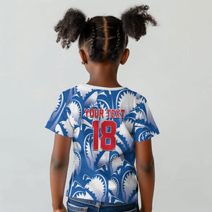 Custom Football Cape Verde Blue Sharks Kid T shirt Rise Again Island