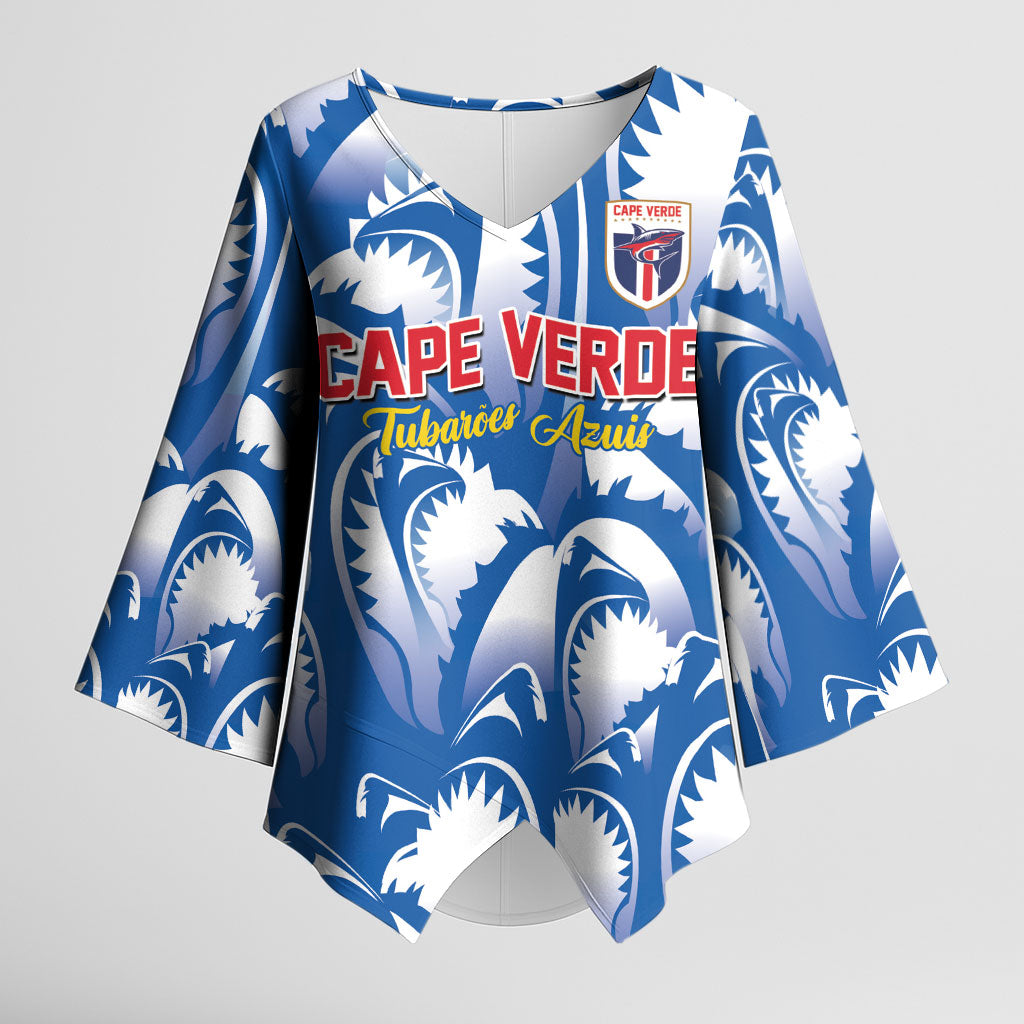 Custom Football Cape Verde Blue Sharks Kimono Sleeve Blouse Rise Again Island