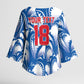 Custom Football Cape Verde Blue Sharks Kimono Sleeve Blouse Rise Again Island