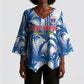 Custom Football Cape Verde Blue Sharks Kimono Sleeve Blouse Rise Again Island