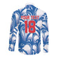 Custom Football Cape Verde Blue Sharks Long Sleeve Button Shirt Rise Again Island