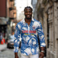 Custom Football Cape Verde Blue Sharks Long Sleeve Button Shirt Rise Again Island