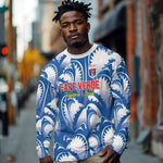 Custom Football Cape Verde Blue Sharks Long Sleeve Shirt Rise Again Island