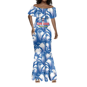 Custom Football Cape Verde Blue Sharks Mermaid Dress Rise Again Island