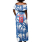 Custom Football Cape Verde Blue Sharks Off Shoulder Maxi Dress Rise Again Island