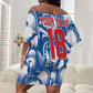 Custom Football Cape Verde Blue Sharks Off Shoulder Short Dress Rise Again Island