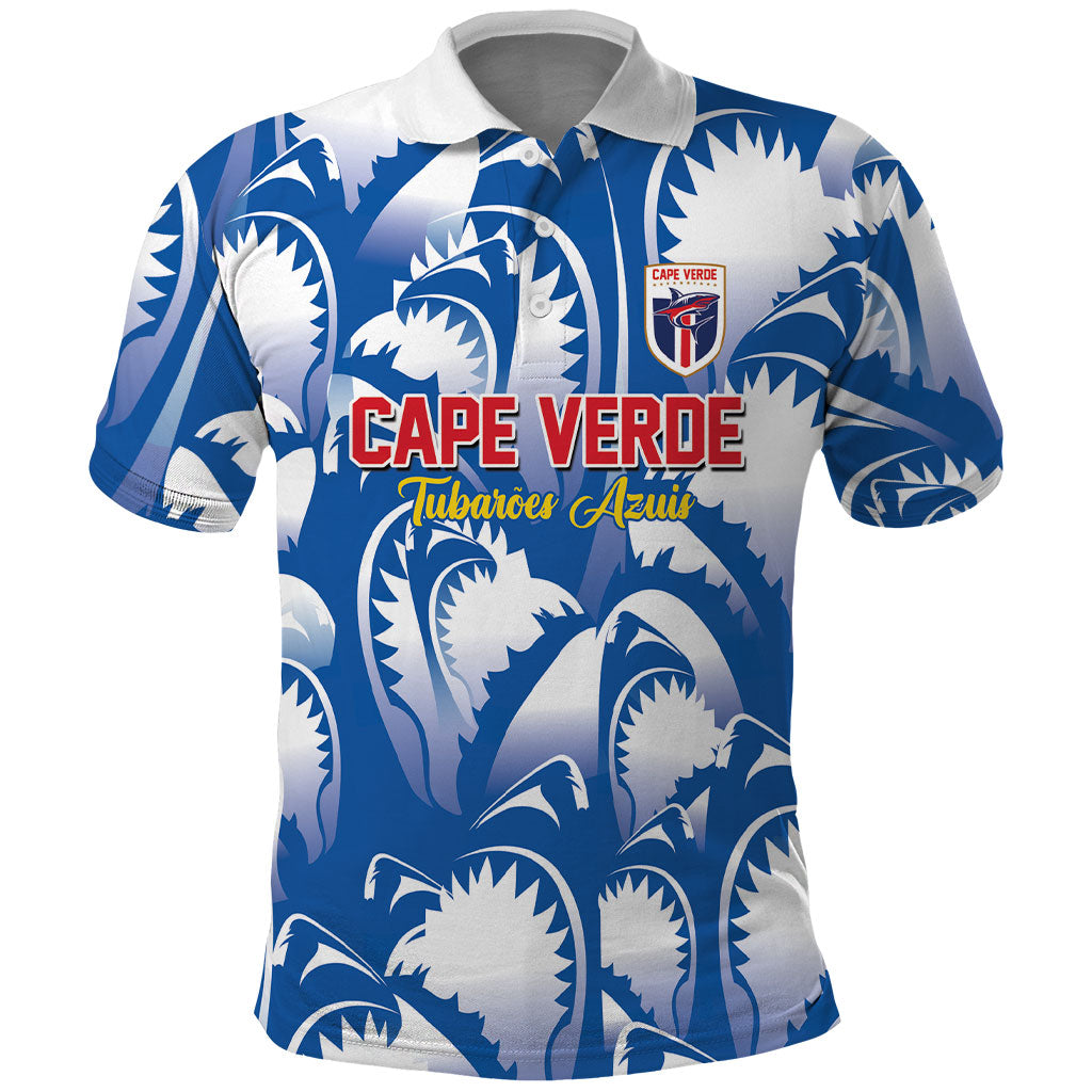 Custom Football Cape Verde Blue Sharks Polo Shirt Rise Again Island