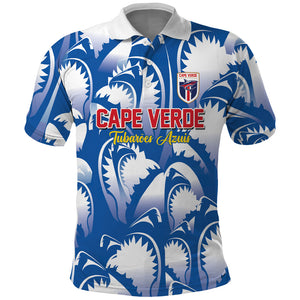 Custom Football Cape Verde Blue Sharks Polo Shirt Rise Again Island