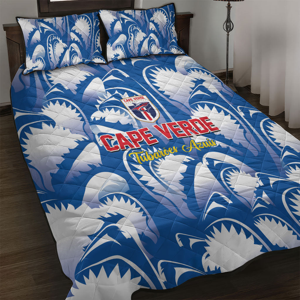 Football Cape Verde Blue Sharks Quilt Bed Set Rise Again Island