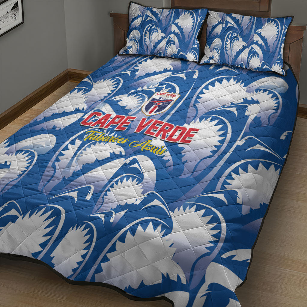 Football Cape Verde Blue Sharks Quilt Bed Set Rise Again Island