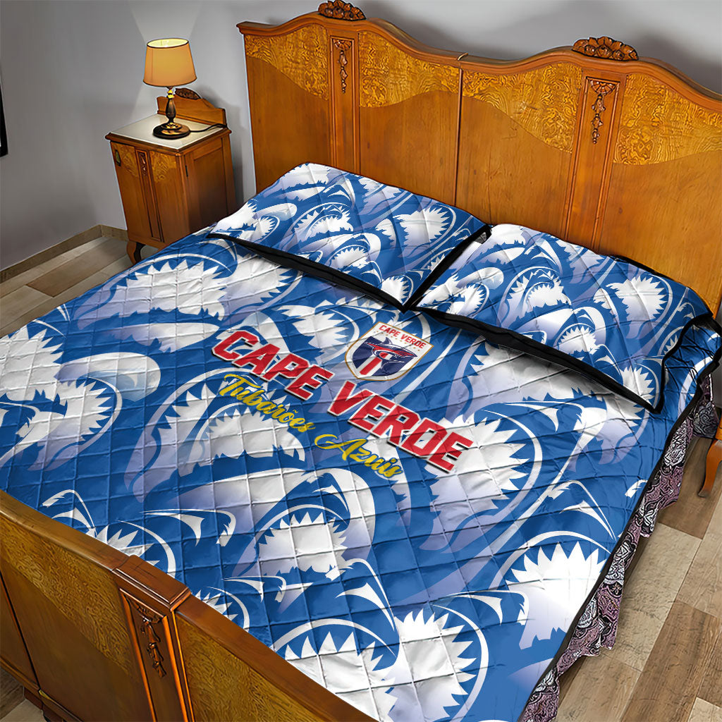 Football Cape Verde Blue Sharks Quilt Bed Set Rise Again Island