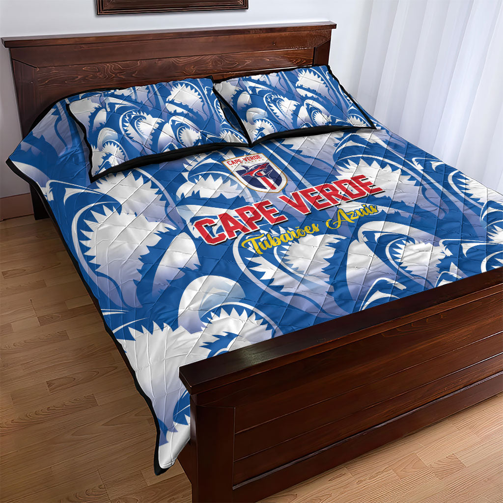 Football Cape Verde Blue Sharks Quilt Bed Set Rise Again Island