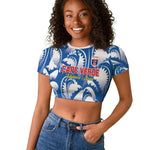 Custom Football Cape Verde Blue Sharks Raglan Cropped T shirt Rise Again Island