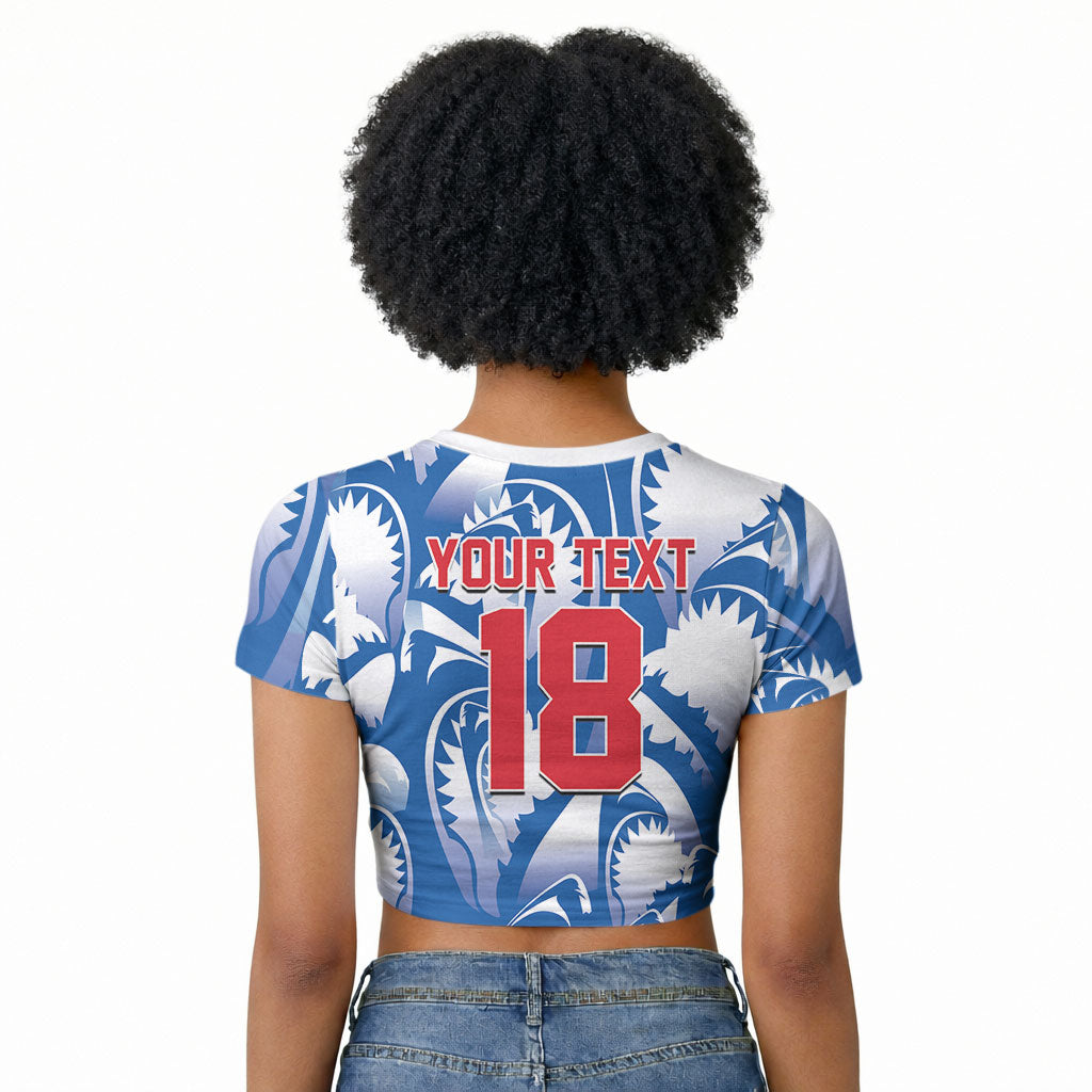 Custom Football Cape Verde Blue Sharks Raglan Cropped T shirt Rise Again Island