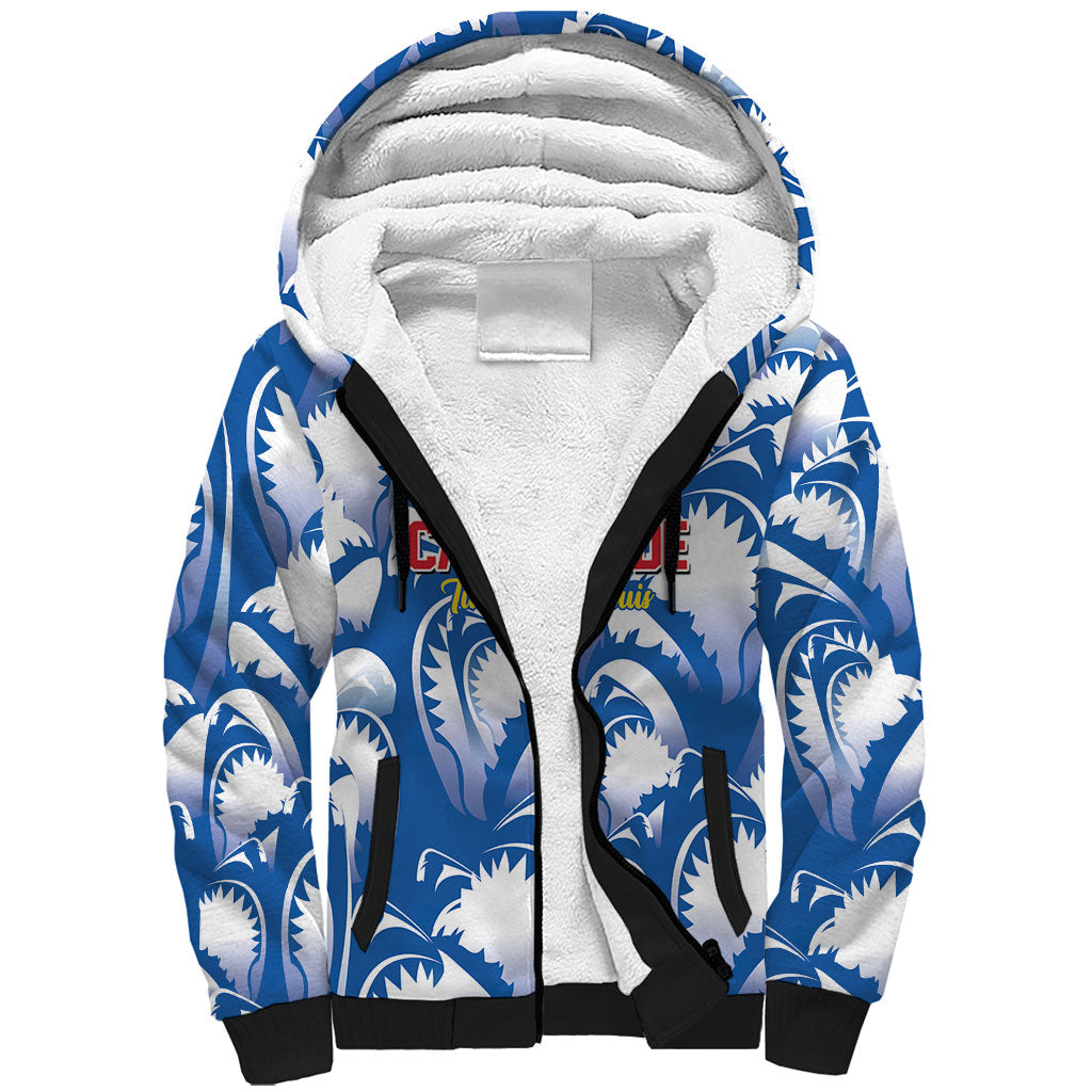 Custom Football Cape Verde Blue Sharks Sherpa Hoodie Rise Again Island