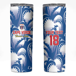Custom Football Cape Verde Blue Sharks Skinny Tumbler Rise Again Island