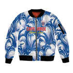 Custom Football Cape Verde Blue Sharks Sleeve Zip Bomber Jacket Rise Again Island