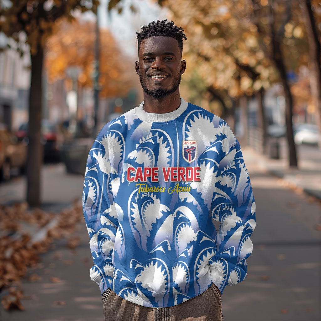 Custom Football Cape Verde Blue Sharks Sweatshirt Rise Again Island