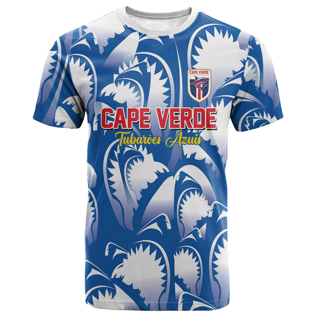 Custom Football Cape Verde Blue Sharks T shirt Rise Again Island