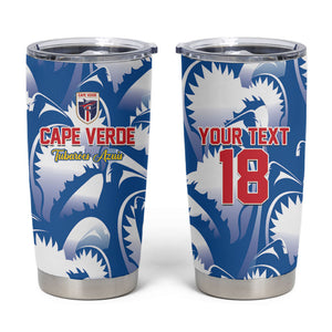 Custom Football Cape Verde Blue Sharks Tumbler Cup Rise Again Island