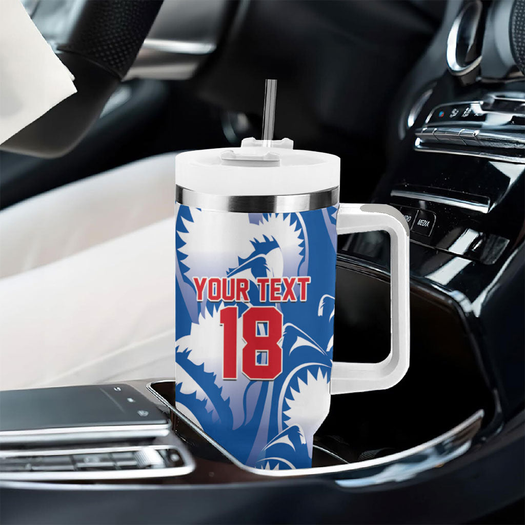 Custom Football Cape Verde Blue Sharks Tumbler With Handle Rise Again Island