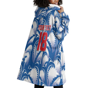 Custom Football Cape Verde Blue Sharks Wearable Blanket Hoodie Rise Again Island