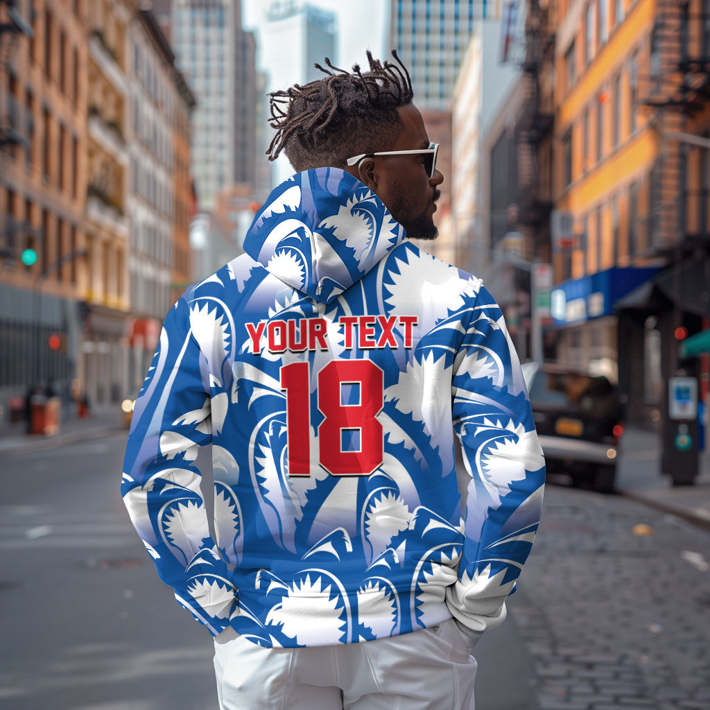 Custom Football Cape Verde Blue Sharks Zip Hoodie Rise Again Island