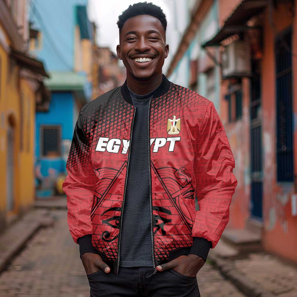 Custom Egypt Football Bomber Jacket The Pharaohs Eye of Horus