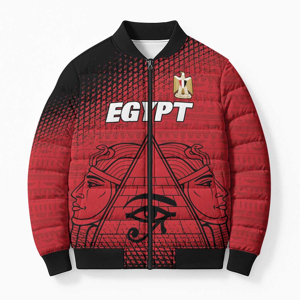 Custom Egypt Football Bomber Puffer Jacket The Pharaohs Eye of Horus