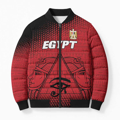 Custom Egypt Football Bomber Puffer Jacket The Pharaohs Eye of Horus