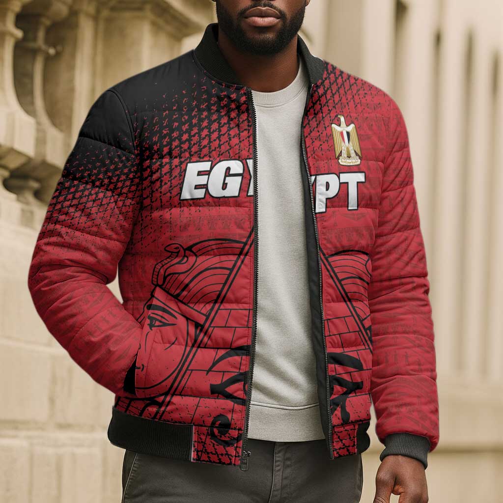 Custom Egypt Football Bomber Puffer Jacket The Pharaohs Eye of Horus